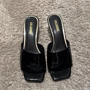 Black Patent Leather Mules